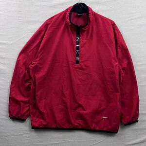 Nike Windbreaker Pullover Mens XL Red 1/4 Zip Mesh Lined Vintage Sportswear